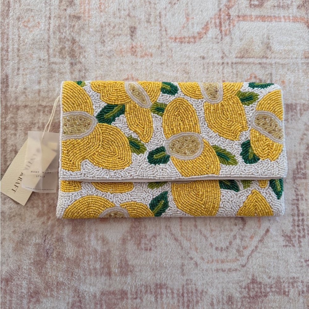 Lilly Pulitzer Yellow Lemon Beaded Clutch